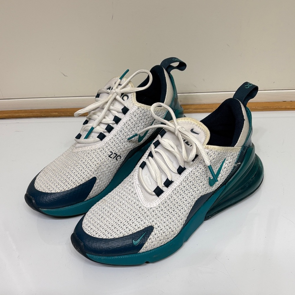 Nike White and Teal Air Max 270 Sneakers - Picture 4 of 10